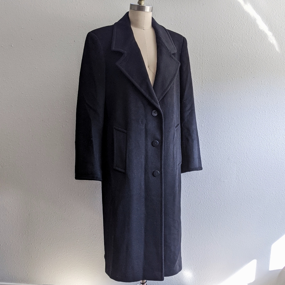 Ashley Scott Black Lined Long Wool Classic Winter Coat